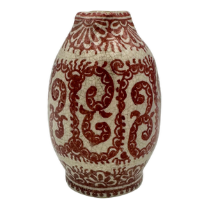 A Rare De Porcelyne Fles Dutch Delft Red Craquele Glaze Pottery Vase