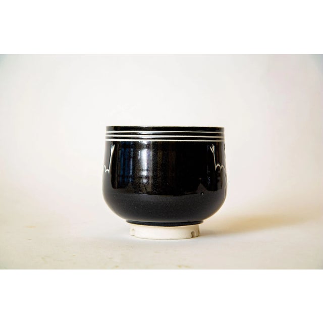 Black Black, White and Cobalt Blue Ceramic Abstract Bowl Signed Goldenberg For Sale - Image 8 of 11