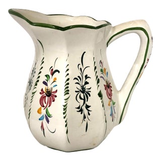 Portuguese Ceramic Spring Floral Pitcher For Sale