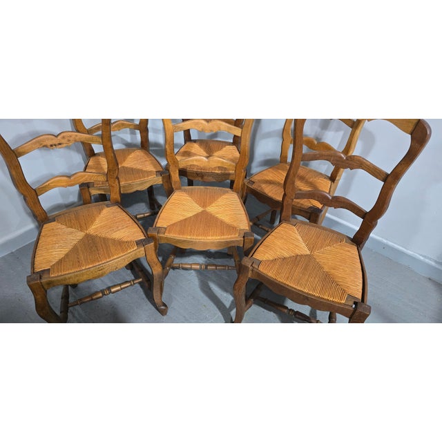 French Rustic Farmhouse Dining Chairs, 1900, Set of 6 For Sale - Image 4 of 11
