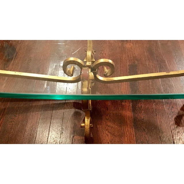 Metal Hollywood Regency Gold Gilt Wrought Iron Coffee Cocktail Table Exquisitely Large For Sale - Image 7 of 12