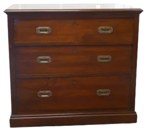 Mahogany 3-Drawer Campaign Chest from HMS Renown, 1850s