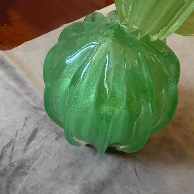 1990s 1990s Green Emerald and Amethyst Purple Murano Glass Flowering Cactus For Sale - Image 5 of 13