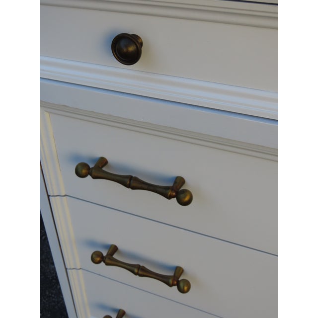 Hollywood Regency Faux Bamboo Handles Painted Long Sideboard Dresser 6351 For Sale - Image 4 of 14