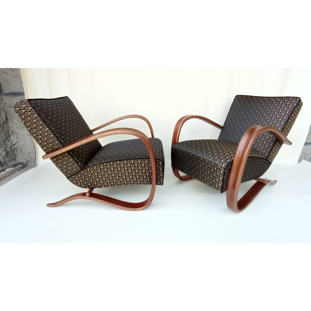 Beautiful, iconic H-269 armchairs from the famous designer Jindřich Halabala. This model is also exhibited at the Museum...