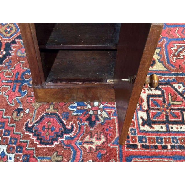 Brown Antique Bedside Table in Mahogany with Grey Marble Top, 1800s For Sale - Image 8 of 16