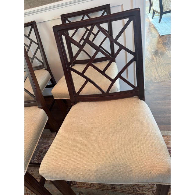 1960s Chinese Chippendale Cockpen Dining Chairs, New Upholstery — Set of 6 For Sale - Image 4 of 6