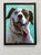 This mixed media piece captures the exuberant spirit of a dog, its joyful expression radiating warmth and playfulness. The...