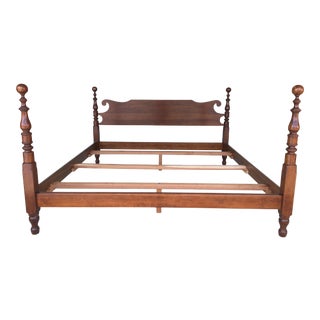Stickley Solid Cherry King Size Cannonball Bed Frame For Sale