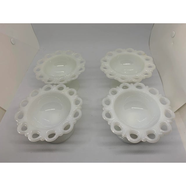 Mid-Century Modern Vintage West Moreland Old Colony Milk Glass Dessert Dishes- Set of 4 For Sale - Image 3 of 8
