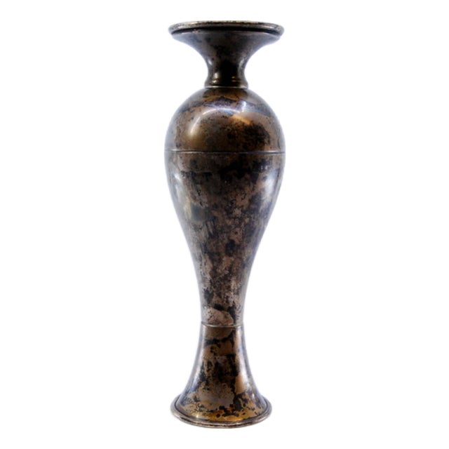 Small Smooth Silver Vase with Circular Base and Gold Interior For Sale