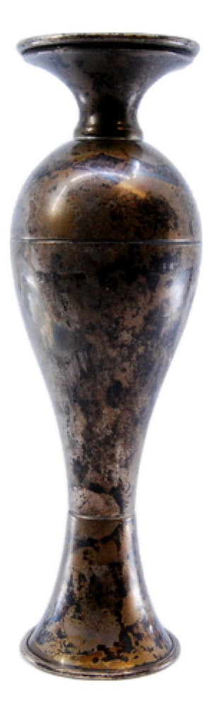 Small Smooth Silver Vase with Circular Base and Gold Interior
