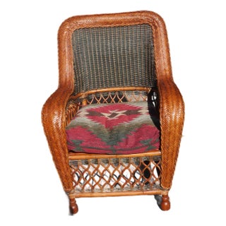 1990s Palecek Wicker Chair For Sale