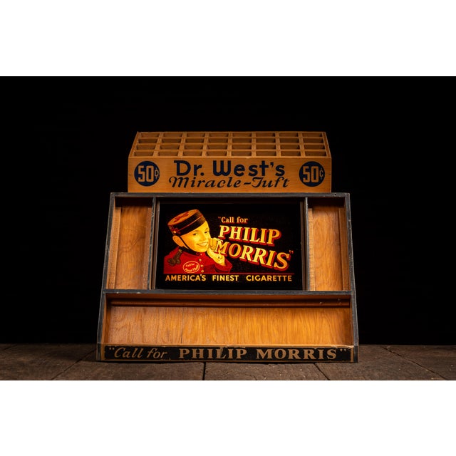 Art Deco Vintage Phillip Morris Wooden Point-of-Sale Countertop Display For Sale - Image 3 of 9