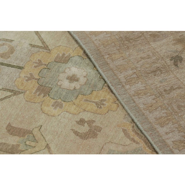 Textile Rug & Kilim’s Oversized Shield Rug in Pale Green With Floral Medallions For Sale - Image 7 of 7