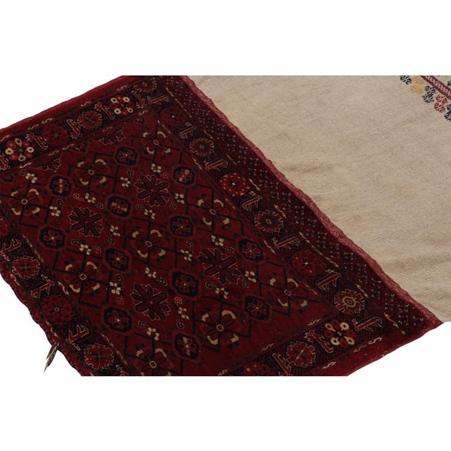 Rug & Kilim Antique Russian Tribal Bag and Textile in Beige and Burgundy, From Rug & Kilim For Sale - Image 4 of 7