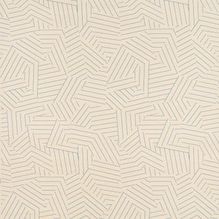 Schumacher x Miles Redd Deconstructed Stripe Sisal Wallpaper In Cobalt For Sale