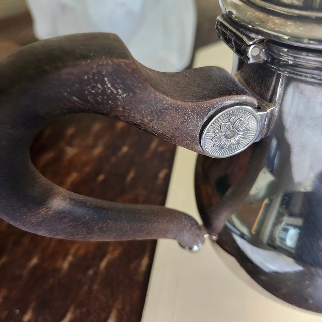Christofle France Bagatelle Silverplate Teapot W/ Dark Wooden Handle For Sale - Image 10 of 10