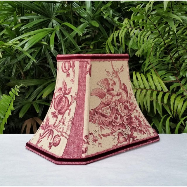 Not Yet Made - Made To Order Schumacher Toile Fabric Rectangle Lampshade Red Brown For Sale - Image 5 of 10