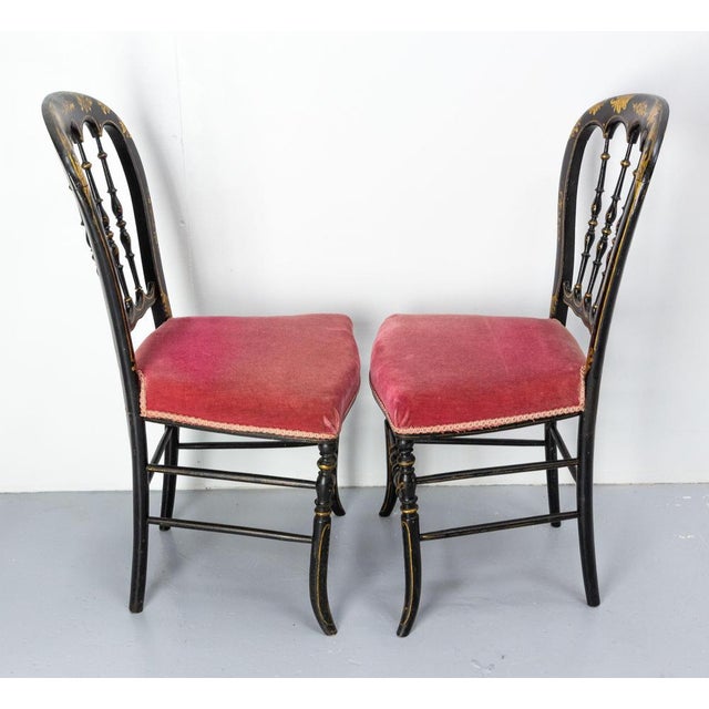 Set of Late 19th Century Napoleon III French Fabric and Painted Wood Chairs For Sale - Image 4 of 14