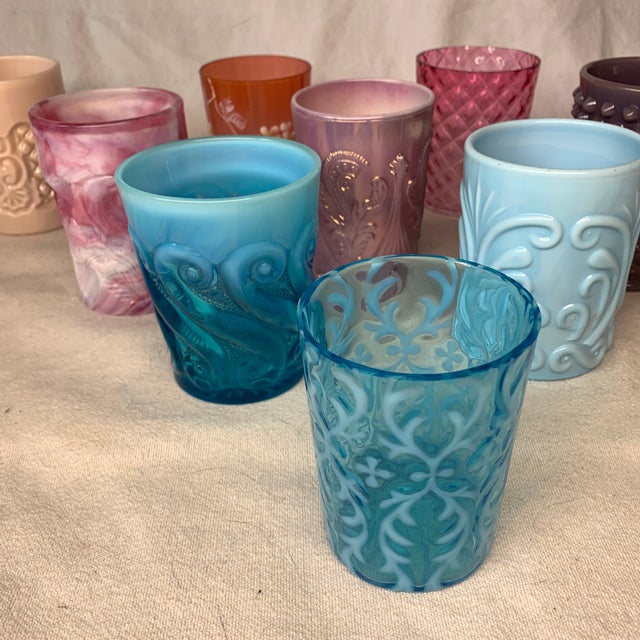 Victorian 1930s Rare Eclectic Collection Art Glass Tumblers - Set of 10 For Sale - Image 3 of 12