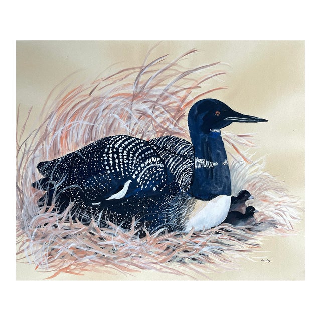 Loon Shore Bird Painting by McCoy For Sale