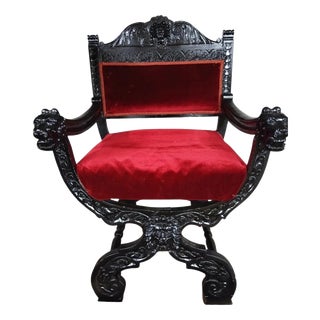 Antique 19th Century Victorian Carved Oak Throne Chair For Sale