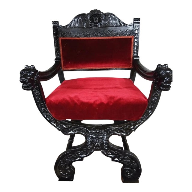 Antique 19th Century Victorian Carved Oak Throne Chair For Sale