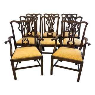 Antique English Victorian Mahogany Carver Dining Chairs, 1880s, Set of 8 For Sale