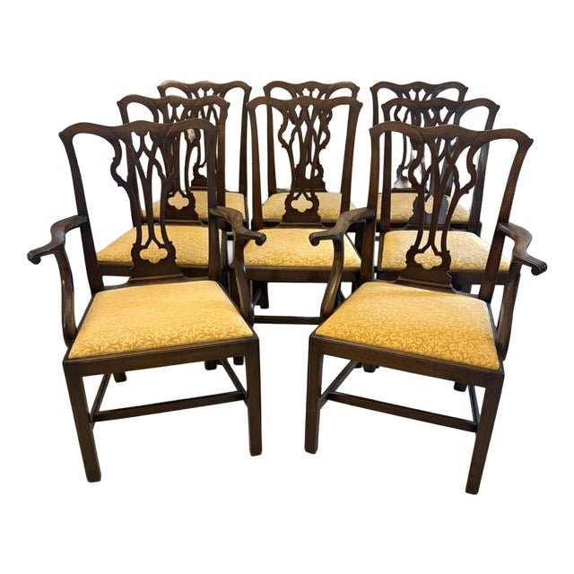 Antique English Victorian Mahogany Carver Dining Chairs, 1880s, Set of 8 For Sale