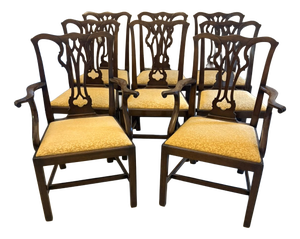 Antique English Victorian Mahogany Carver Dining Chairs, 1880s, Set of 8
