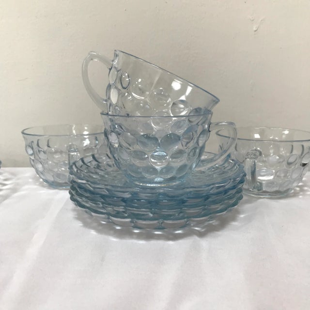 Vintage Anchor Hocking Sapphire Blue Bubble Glass Dinnerware Chairish