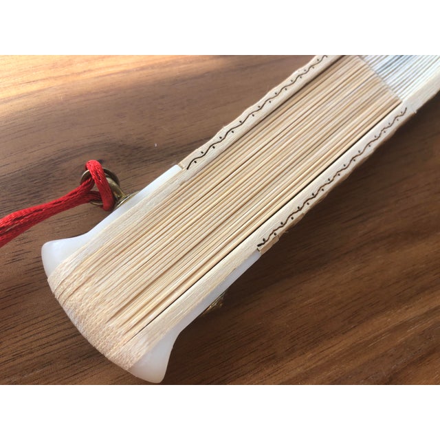 Wood 1990s Chinoiserie Hand Painted Fan For Sale - Image 7 of 10