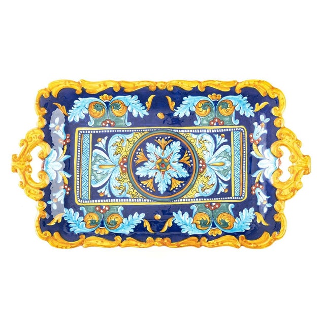 Collectible Majolica Scalloped Platter For Sale - Image 4 of 4