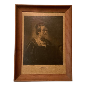 Early 20th Century Framed Portrait Print of Rembrant Harmenez Van Rijn