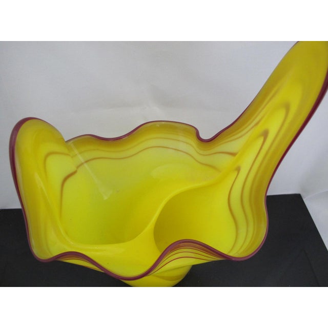 Stadelman Yellow Hand Blown Pacific Nw Studio Art Glass Handkerchief Ruffle Vase For Sale - Image 11 of 12