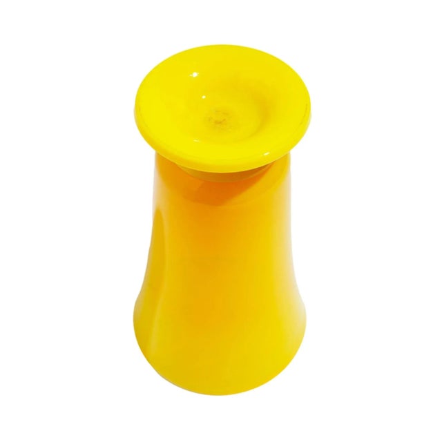 Vintage Cadmium Yellow Opaline Blown Glass Footed Vase For Sale - Image 4 of 5