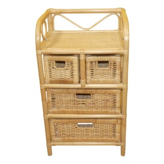 Vintage Bamboo and Rattan Chest of Drawers For Sale