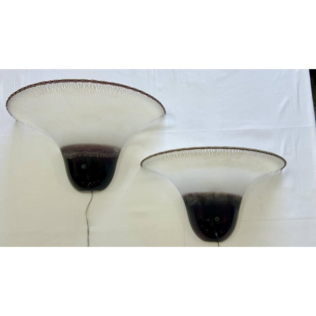 Murano Glass Wall Lamps by Alfredo Barbini, 1980s, Set of 2 For Sale - Image 12 of 12