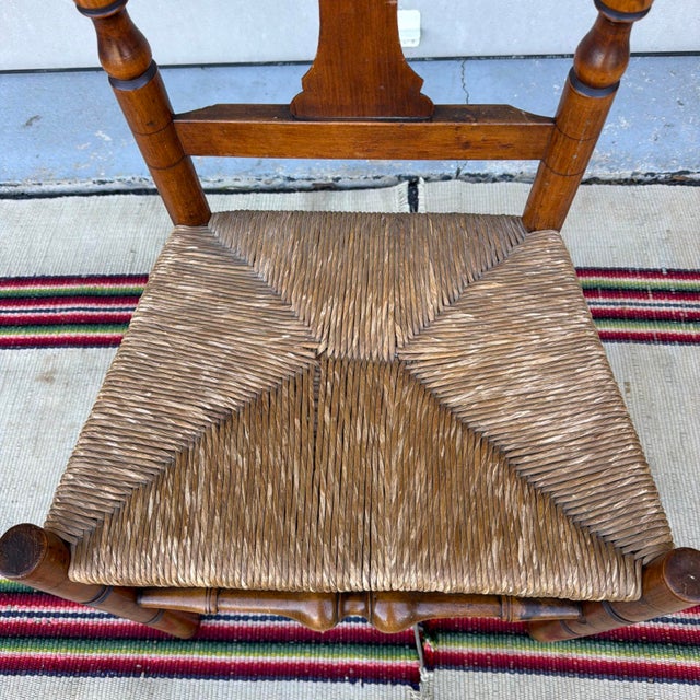 Antique Hudson Valley of New York, Queen Anne Turned Side Chair With Rush Seat, 18th Century For Sale - Image 11 of 18