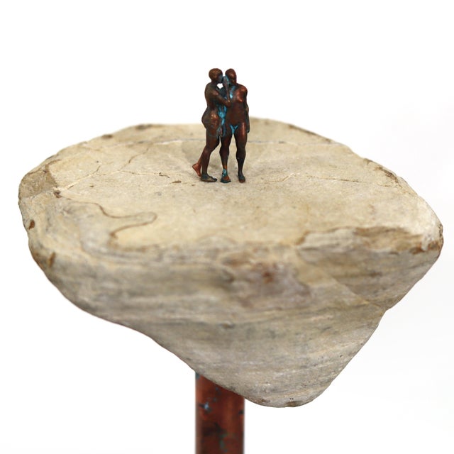 Cream Secret 003 - Mixed Media Stone Sculpture Original Contemporary Abstract Figurative Sculpture by Kevin Perrault For Sale - Image 8 of 10