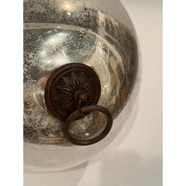 Late 19th Century 19th Century Mercury Glass Kugel Sphere With Brass Ring For Sale - Image 5 of 6