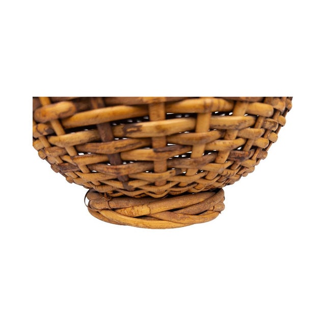 Vintage Boho Handwoven Rattan Amphora Basket For Sale In Chicago - Image 6 of 9
