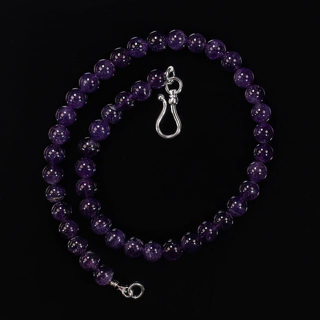 Traditional Ajd 23 Inch Amazing Amethyst Glowing Necklace February Birthstone For Sale - Image 3 of 6
