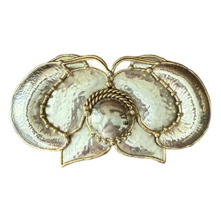 Vintage Exart Brass Butterfly Belt Buckle Mexico 1970s Boho Bohemian Trendy Disco Accessories For Sale