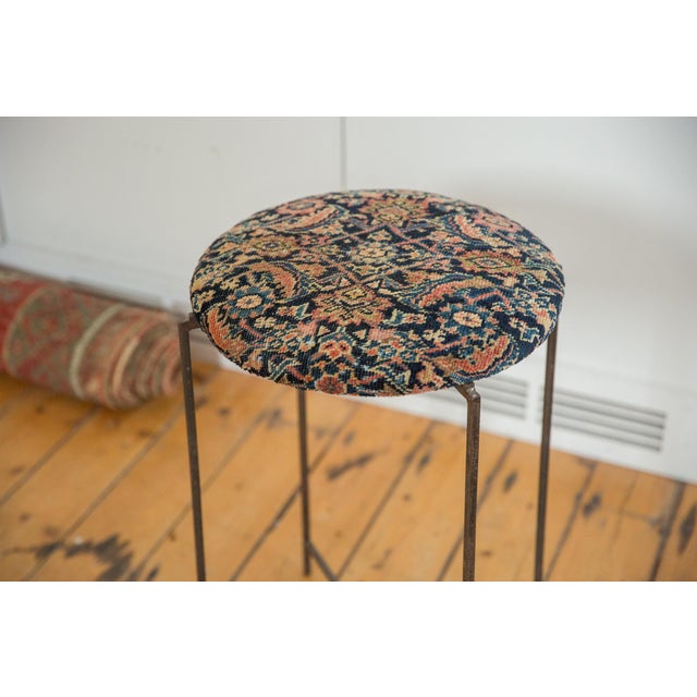 Old New House Reclaimed Antique Rug Fragment Side Table Stand 2 of 7 For Sale - Image 4 of 7