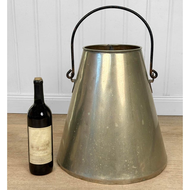 An Original Farmhouse Conical (Cone) Milking Can Nickel Plated Over Solid Brass with Great Character Throughout Forged...