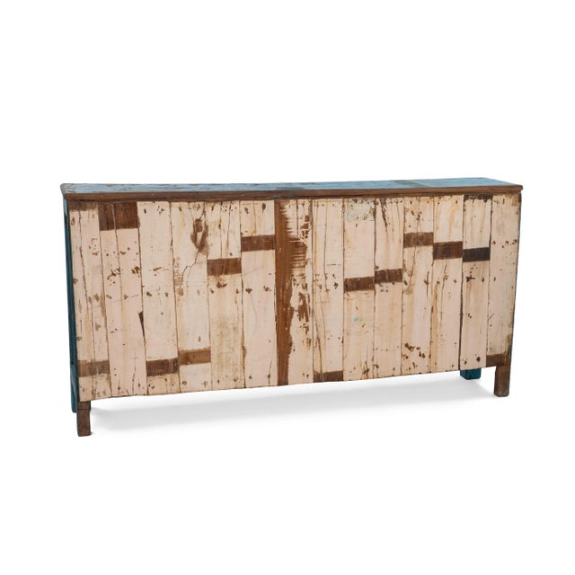 Wood Late 19th Century Antique Blue French Server For Sale - Image 7 of 8