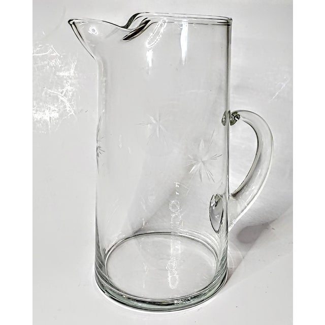 Art Deco Vintage Cut Glass Starburst Pitcher For Sale - Image 3 of 5