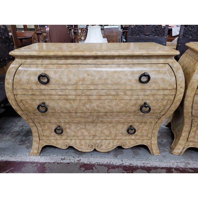 Henredon Fine Pair Vintage Henredon Faux Painted Large Bombay Dresser For Sale - Image 4 of 5